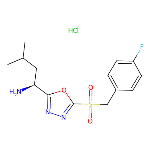 (S)-1-(5-((4-fluorobenzyl)sulfonyl)-1,3,4-oxadiazol-2-yl)-3-methylbutan-1-amine hydrochloride structure