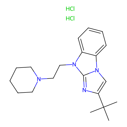 2-tert-butyl-4-(2-piperidin-1-ylethyl)imidazo[1,2-a]benzimidazole dihydrochloride structure