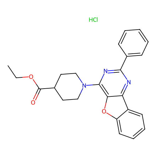 ethyl 1-(2-phenylbenzofuro[3,2-d]pyrimidin-4-yl)piperidine-4-carboxylate hydrochloride structure