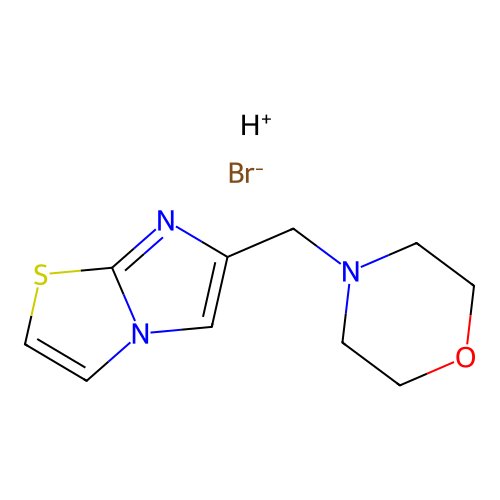 Hydron;4-(imidazo[2,1-b][1,3]thiazol-6-ylmethyl)morpholine;bromide structure