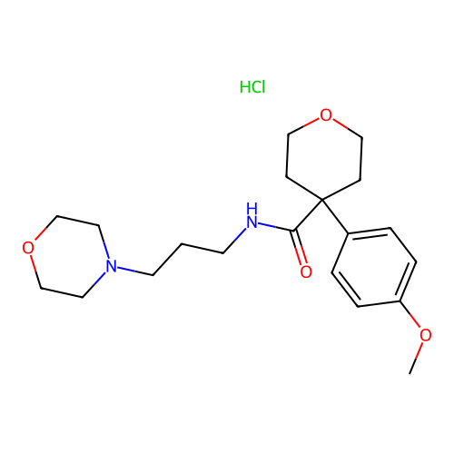 4-(4-methoxyphenyl)-N-(3-morpholinopropyl)tetrahydro-2H-pyran-4-carboxamide hydrochloride structure