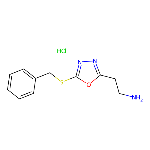 2-[5-(Phenylmethylthio)-1,3,4-oxadiazol-2-yl]ethylamine, chloride structure