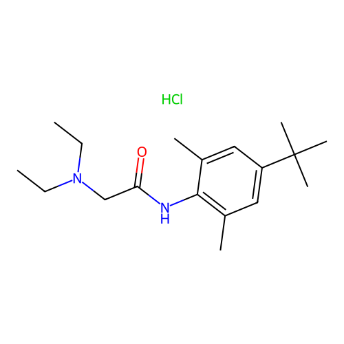 N-(4-tert-butyl-2,6-dimethylphenyl)-2-(diethylamino)acetamide hydrochloride structure