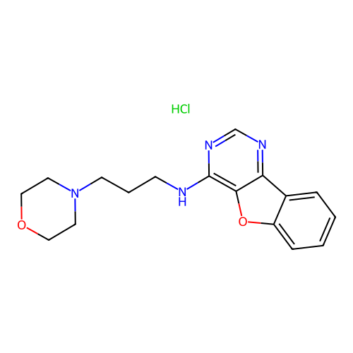 N-(3-morpholinopropyl)benzofuro[3,2-d]pyrimidin-4-amine hydrochloride structure