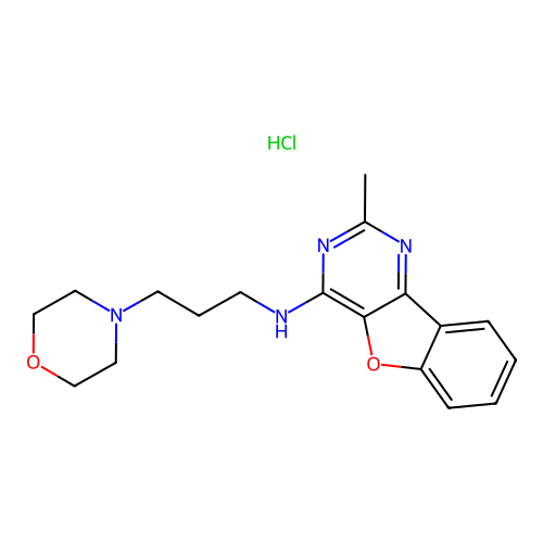 2-methyl-N-(3-morpholinopropyl)benzofuro[3,2-d]pyrimidin-4-amine hydrochloride structure