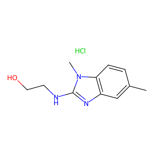 2-((1,5-dimethyl-1H-benzo[d]imidazol-2-yl)amino)ethanol hydrochloride structure