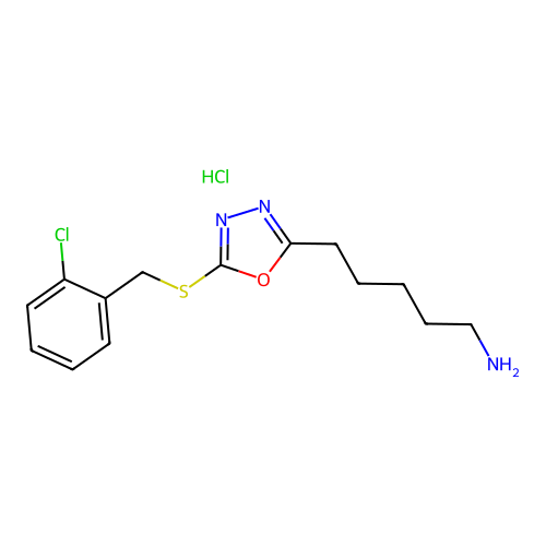 5-(5-((2-Chlorobenzyl)thio)-1,3,4-oxadiazol-2-yl)pentan-1-amine hydrochloride structure