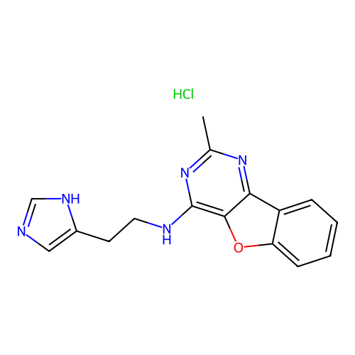 N-(2-(1H-imidazol-4-yl)ethyl)-2-methylbenzofuro[3,2-d]pyrimidin-4-amine hydrochloride structure