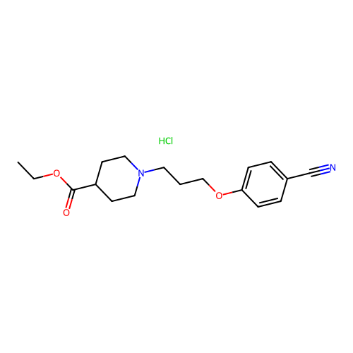 Ethyl 1-[3-(4-cyanophenoxy)propyl]piperidine-4-carboxylate;hydrochloride structure