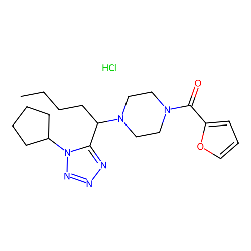 {4-[1-(1-Cyclopentyl-1H-tetrazol-5-yl)-pentyl]-piperazin-1-yl}-furan-2-yl-methanone structure