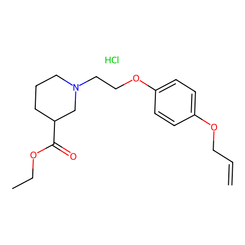 Ethyl 1-[2-(4-prop-2-enoxyphenoxy)ethyl]piperidine-3-carboxylate;hydrochloride structure