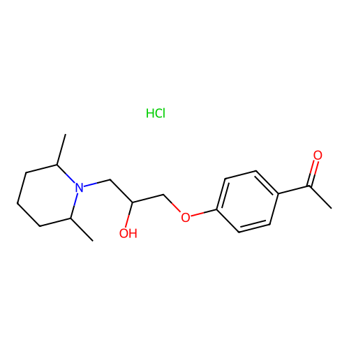 1-(4-(3-(2,6-dimethylpiperidin-1-yl)-2-hydroxypropoxy)phenyl)ethanone hydrochloride structure