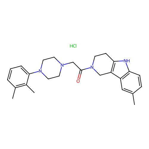 2-(4-(2,3-dimethylphenyl)piperazin-1-yl)-1-(8-methyl-3,4-dihydro-1H-pyrido[4,3-b]indol-2(5H)-yl)ethanone hydrochloride structure