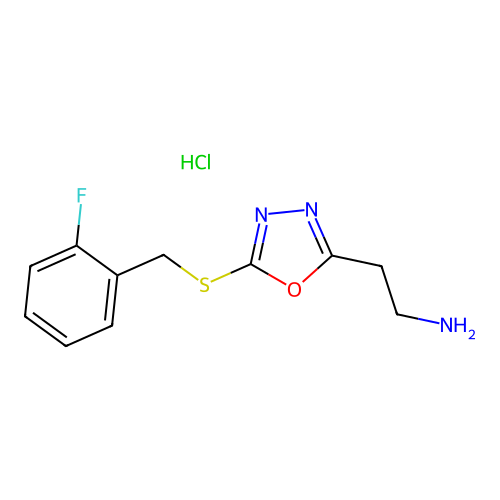 2-(5-((2-Fluorobenzyl)thio)-1,3,4-oxadiazol-2-yl)ethanamine hydrochloride structure