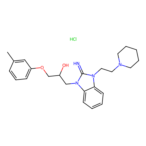 1-(2-imino-3-(2-(piperidin-1-yl)ethyl)-2,3-dihydro-1H-benzo[d]imidazol-1-yl)-3-(m-tolyloxy)propan-2-ol hydrochloride structure