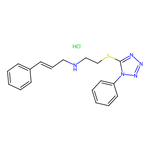 (E)-3-phenyl-N-[2-(1-phenyltetrazol-5-yl)sulfanylethyl]prop-2-en-1-amine Hydrochloride structure