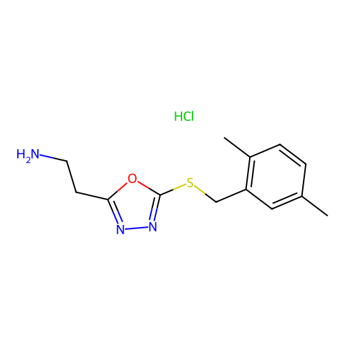 2-(5-((2,5-Dimethylbenzyl)thio)-1,3,4-oxadiazol-2-yl)ethanamine hydrochloride structure