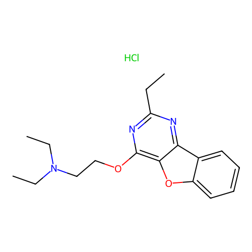 N,N-diethyl-2-((2-ethylbenzofuro[3,2-d]pyrimidin-4-yl)oxy)ethanamine hydrochloride structure
