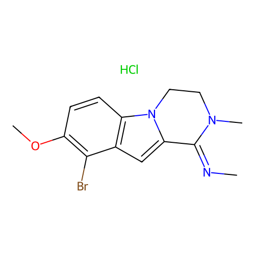 (Z)-N-(9-bromo-8-methoxy-2-methyl-3,4-dihydropyrazino[1,2-a]indol-1(2H)-ylidene)methanamine hydrochloride structure