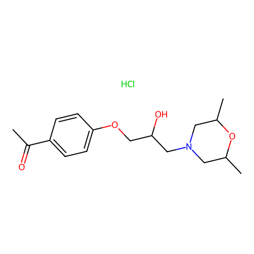 1-(4-(3-(2,6-Dimethylmorpholino)-2-hydroxypropoxy)phenyl)ethanone hydrochloride structure
