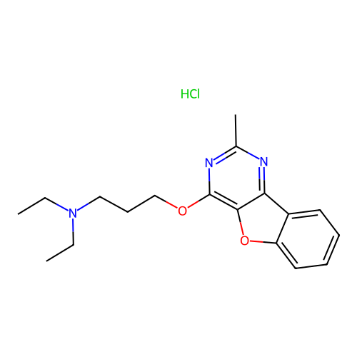 N,N-diethyl-3-((2-methylbenzofuro[3,2-d]pyrimidin-4-yl)oxy)propan-1-amine hydrochloride structure
