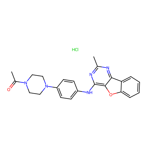 1-(4-(4-((2-methylbenzofuro[3,2-d]pyrimidin-4-yl)amino)phenyl)piperazin-1-yl)ethanone hydrochloride structure