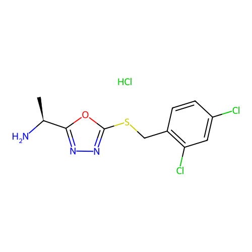 (S)-1-(5-((2,4-dichlorobenzyl)thio)-1,3,4-oxadiazol-2-yl)ethanamine hydrochloride structure