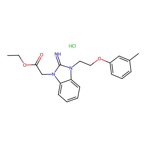 ethyl 2-(2-imino-3-(2-(m-tolyloxy)ethyl)-2,3-dihydro-1H-benzo[d]imidazol-1-yl)acetate hydrochloride structure