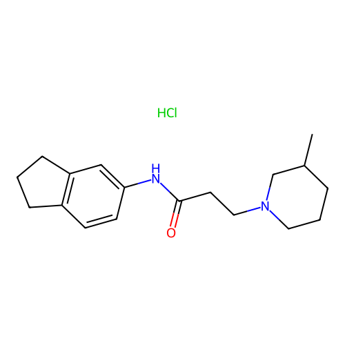 N-Indan-5-yl-3-(3-methyl-piperidin-1-yl)-propionamide structure
