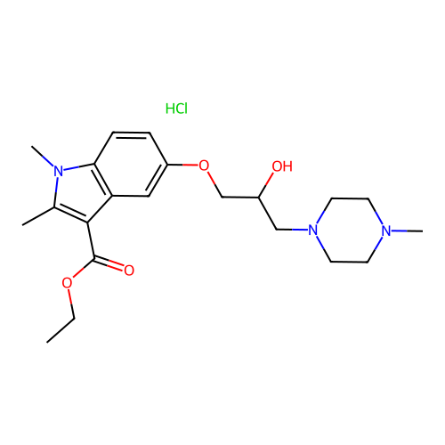 ethyl 5-[2-hydroxy-3-(4-methylpiperazin-1-yl)propoxy]-1,2-dimethyl-1H-indole-3-carboxylate hydrochloride structure