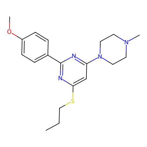 2-(4-Methoxyphenyl)-4-(4-methylpiperazin-1-yl)-6-propylsulfanylpyrimidine structure