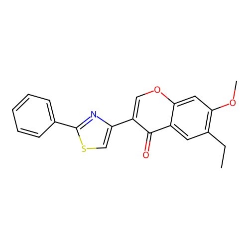 6-Ethyl-7-methoxy-3-(2-phenyl-thiazol-4-YL)-chromen-4-one structure