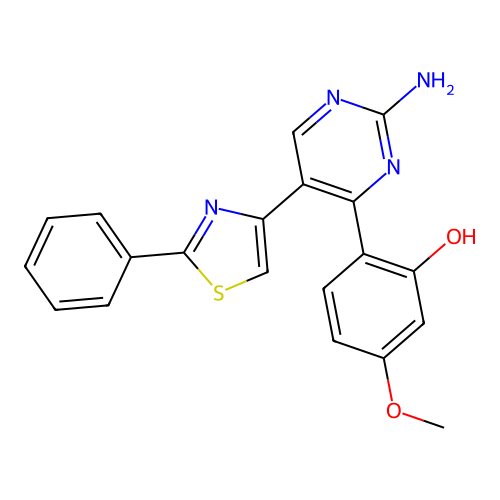 2-[2-Amino-5-(2-phenyl-1,3-thiazol-4-yl)pyrimidin-4-yl]-5-methoxyphenol structure
