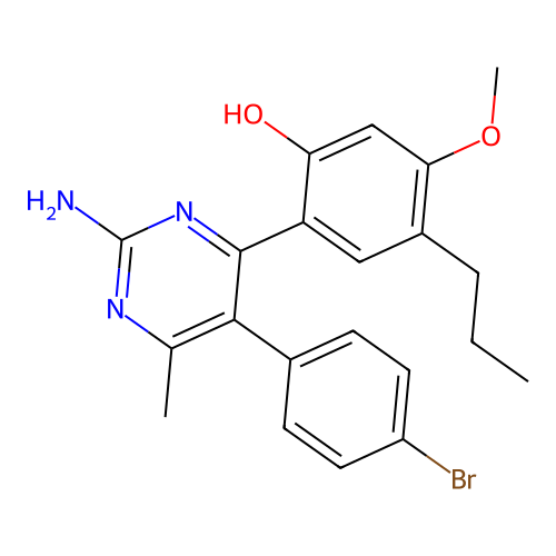 2-(2-Amino-5-(4-bromophenyl)-6-methylpyrimidin-4-yl)-5-methoxy-4-propylphenol structure