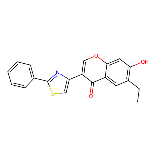 6-ethyl-7-hydroxy-3-(2-phenyl-1,3-thiazol-4-yl)-4H-chromen-4-one structure