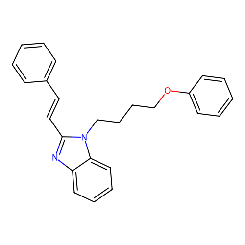{4-[2-((1E)-2-phenylvinyl)benzimidazolyl]butoxy}benzene structure