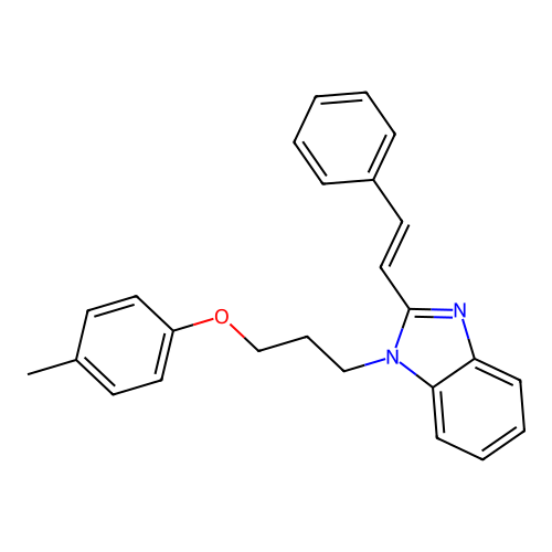 1-{3-[2-((1E)-2-phenylvinyl)benzimidazolyl]propoxy}-4-methylbenzene structure