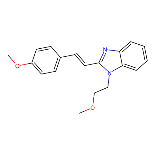 1-{(1E)-2-[1-(2-methoxyethyl)benzimidazol-2-yl]vinyl}-4-methoxybenzene structure