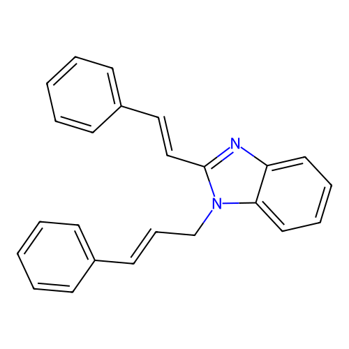 1-((2E)-3-phenylprop-2-enyl)-2-((1E)-2-phenylvinyl)benzimidazole structure
