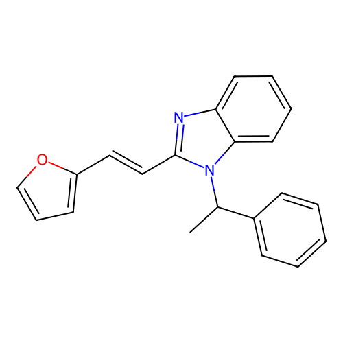 (E)-2-(2-(furan-2-yl)vinyl)-1-(1-phenylethyl)-1H-benzo[d]imidazole structure
