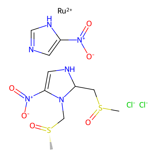 Ruthenium chloride-dmso(2)-4-nitroimidazole(2) structure
