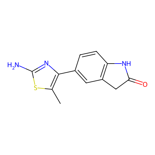 5-(2-Amino-5-methyl-1,3-thiazol-4-yl)-1,3-dihydroindol-2-one structure