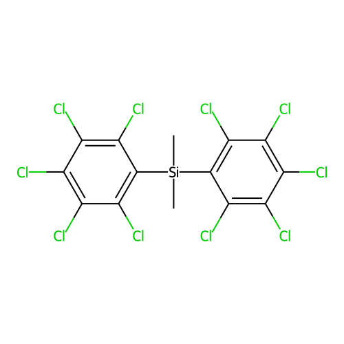 Dimethyl[bis(2,3,4,5,6-pentachlorophenyl)]silane structure