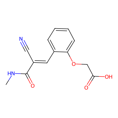2-{2-[2-Cyano-2-(methylcarbamoyl)eth-1-en-1-yl]phenoxy}acetic acid structure