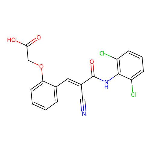 2-(2-{2-Cyano-2-[(2,6-dichlorophenyl)carbamoyl]eth-1-en-1-yl}phenoxy)acetic acid structure