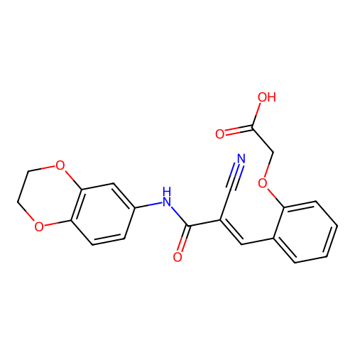 2-(2-{2-cyano-2-[(2,3-dihydro-1,4-benzodioxin-6-yl)carbamoyl]eth-1-en-1-yl}phenoxy)acetic acid structure