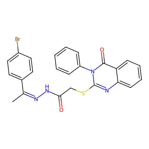 (Z)-N'-(1-(4-bromophenyl)ethylidene)-2-((4-oxo-3-phenyl-3,4-dihydroquinazolin-2-yl)thio)acetohydrazide structure