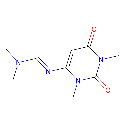 (E)-N'-(1,3-dimethyl-2,6-dioxo-1,2,3,6-tetrahydropyrimidin-4-yl)-N,N-dimethylmethanimidamide structure