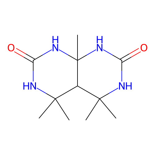 4,4,5,5,8a-pentamethylhexahydropyrimido[4,5-d]pyrimidine-2,7(1H,3H)-dione structure