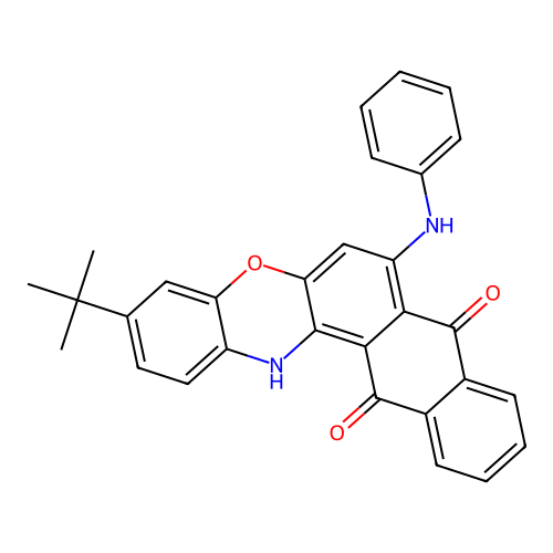 3-tert-butyl-7-(phenylamino)-8H-naphtho[2,3-a]phenoxazine-8,13(14H)-dione structure